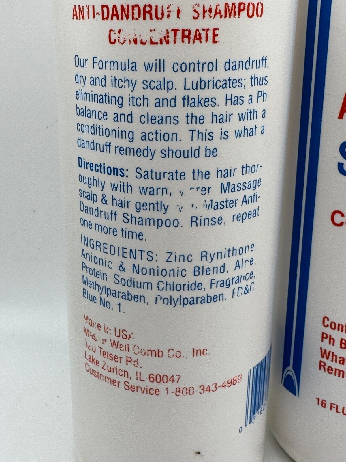 (2) Master Well Comb Anti Dandruff Shampoo Concentrate - 16 oz