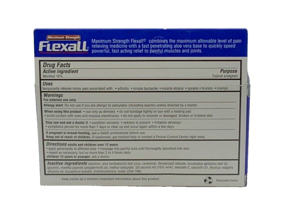 FLEXALL Plus MAXIMUM STRENGTH Pain Relieving GEL 2oz NEW VHTF COLLECTIBLE