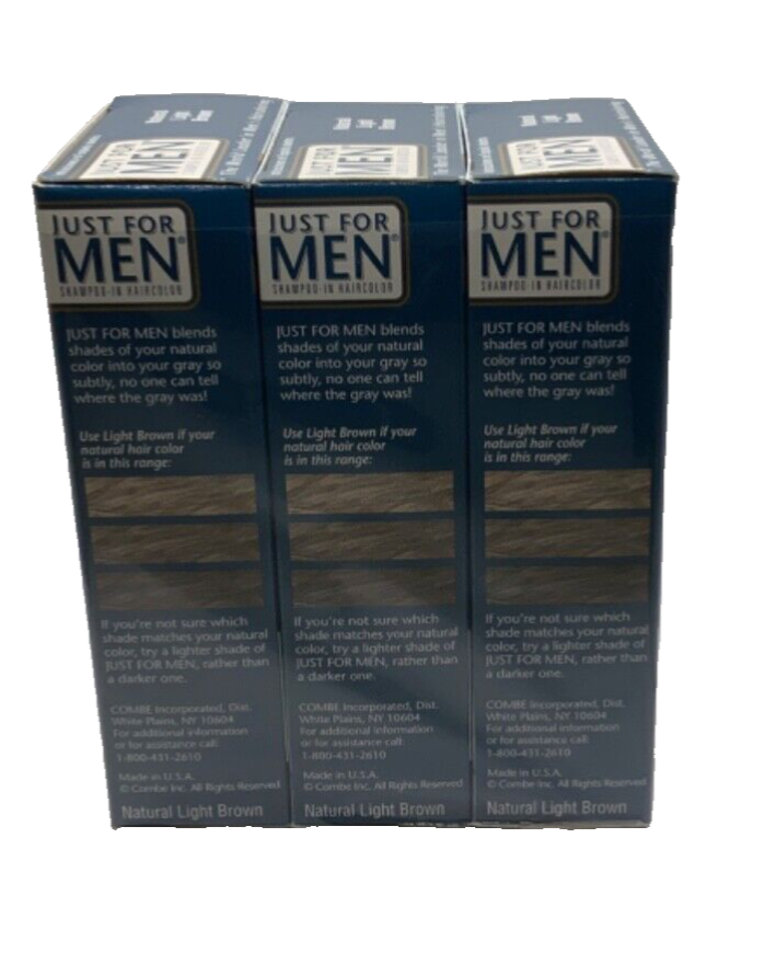 (3) VTG Just For Men Shampoo-In Haircolor The Rejuvenator Natural Light Brown
