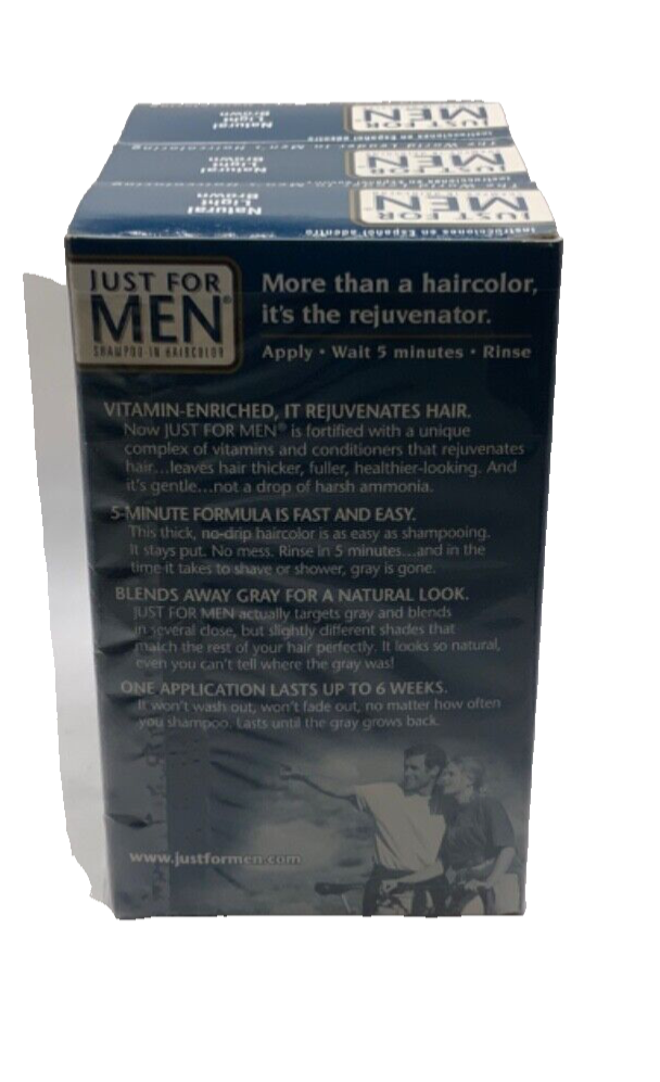 (3) VTG Just For Men Shampoo-In Haircolor The Rejuvenator Natural Light Brown