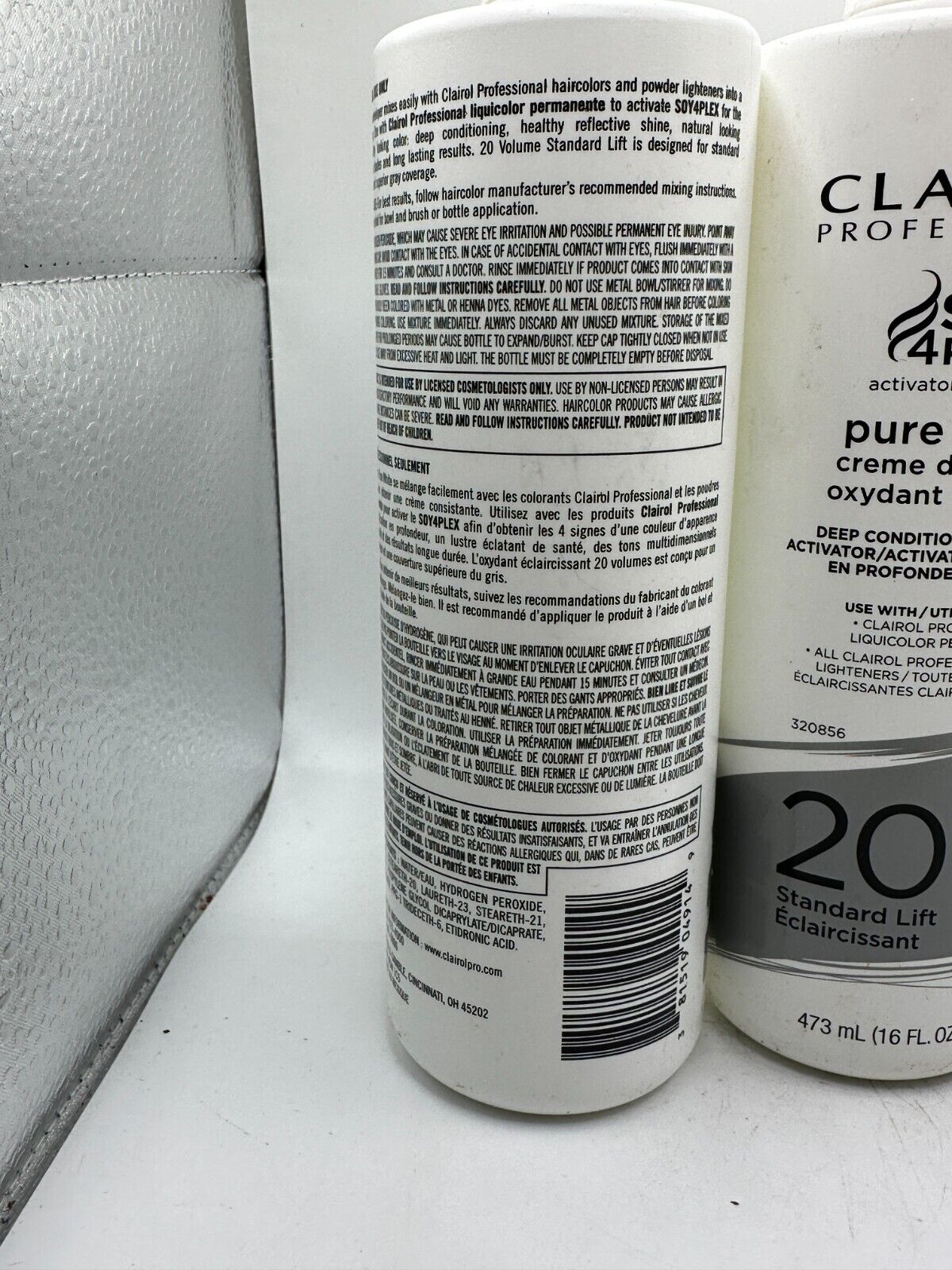 (3) Clairol Professional SOY 4 PLEX Pure White 40 Volume Developer 16 oz