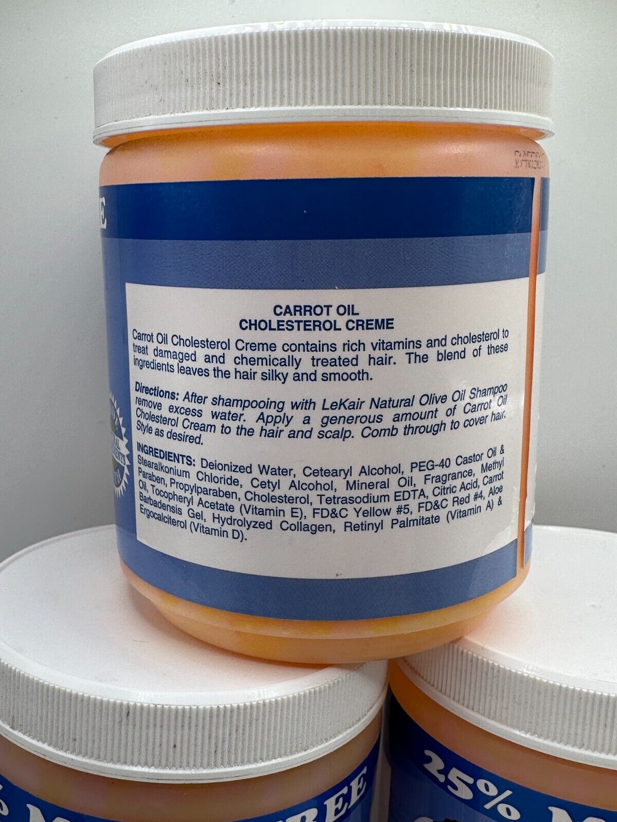 (3) Lekair Carrot Oil Cholesterol Creme 20 oz