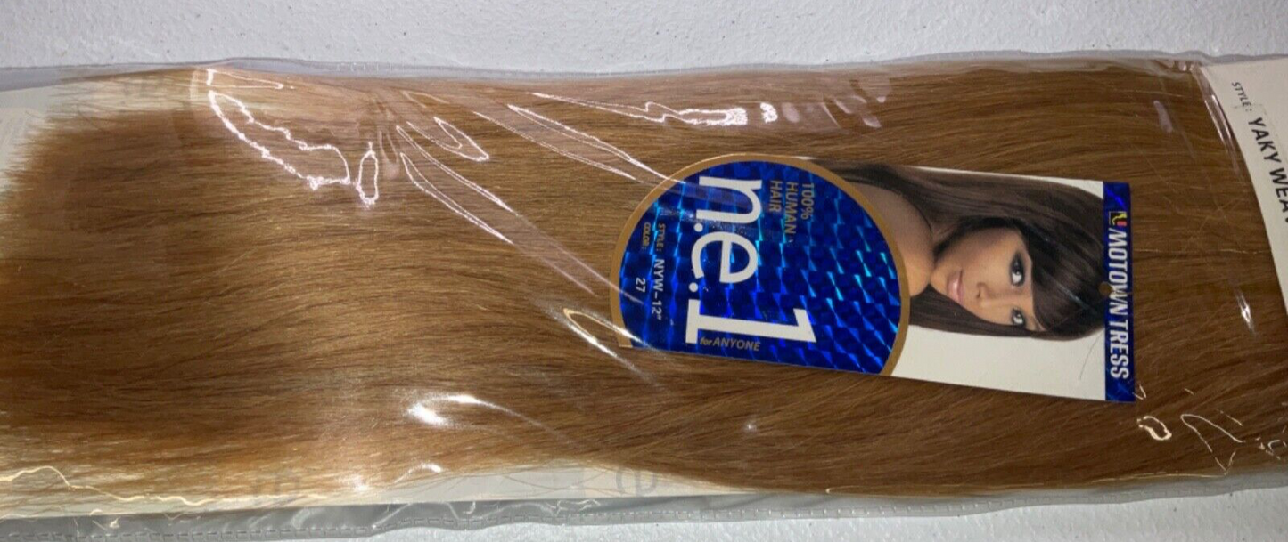 Motown Tress n.e.1 for ANYONE 100% Human Hair Yaky Weave Color 27 (12 inches)