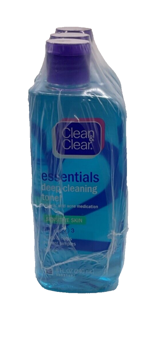3 Clean & Clear Deep Cleaning Astringent #2 Sensitive Skin ORIGINAL 8 oz 10/2023