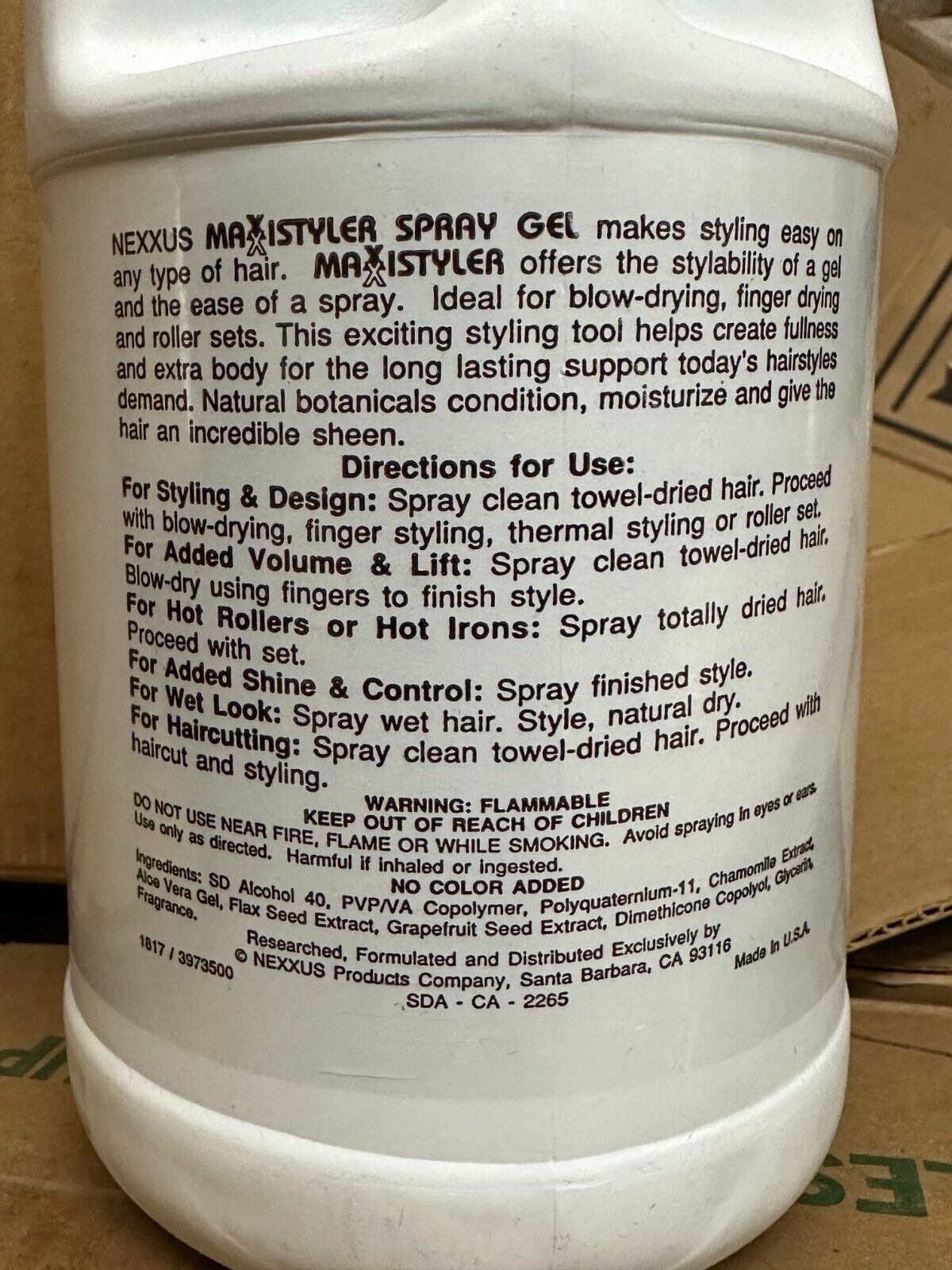 Nexxus Maxxistyler Spray Gel SALON SIZE - 1.9 L / HALF GALLON