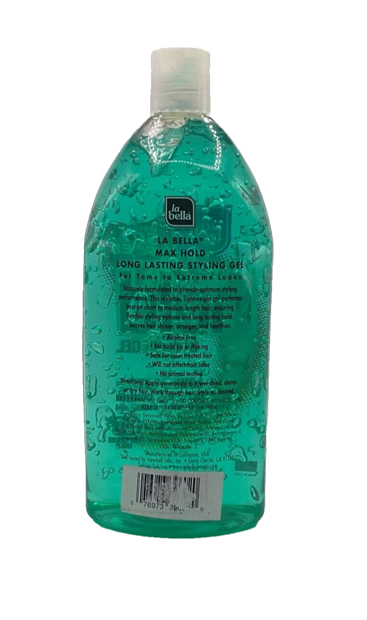 La Bella Max Hold Styling Gel Long Lasting Maximum Hold 33 Oz