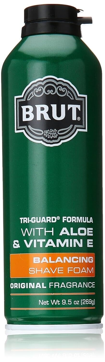(1) Brut Original Fragrance Tri-Guard Formula Balancing Shave Foam Aloe E 9.5 oz