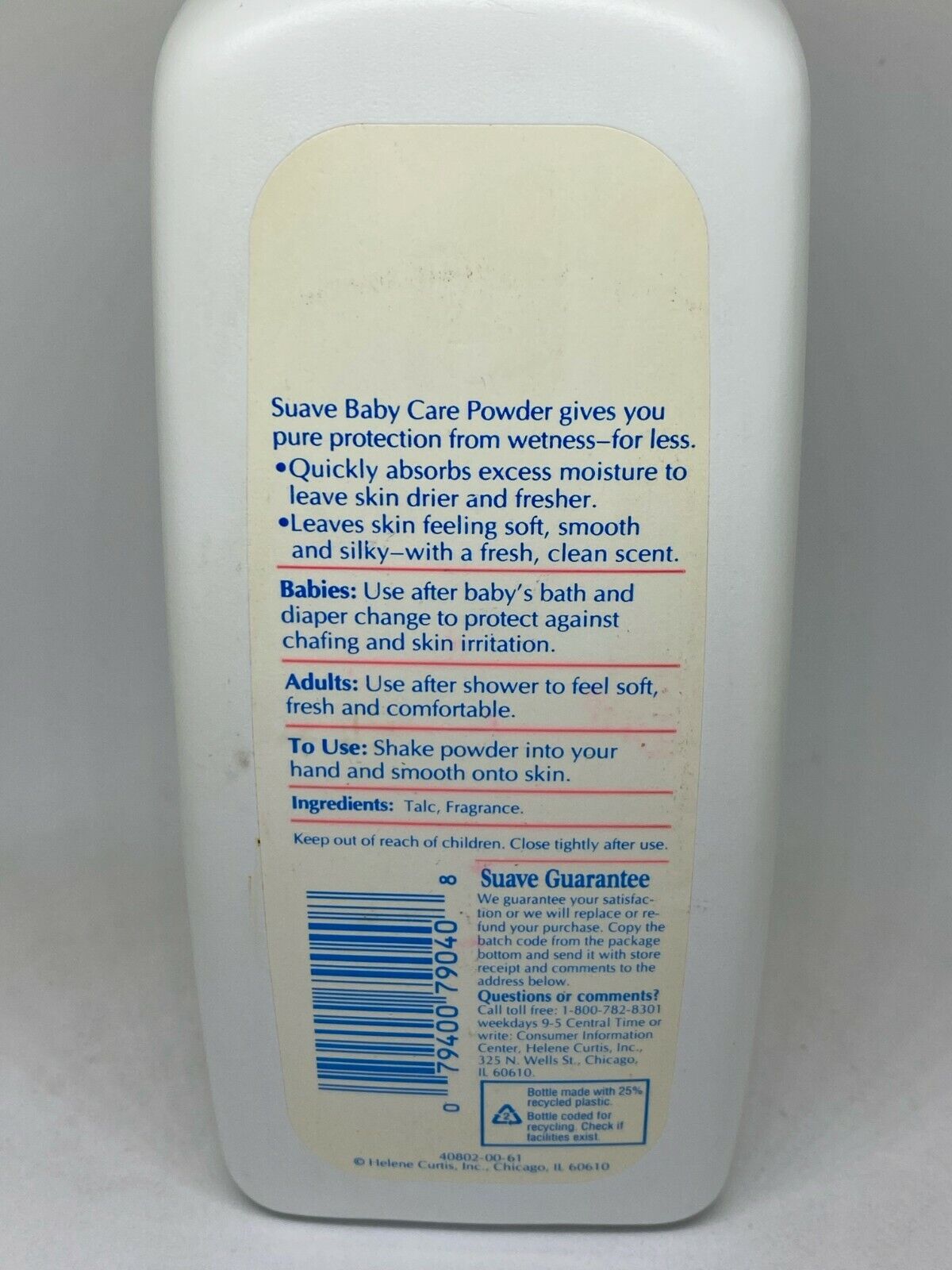 Vintage Suave Baby Care Powder Pure Protection - 15 oz