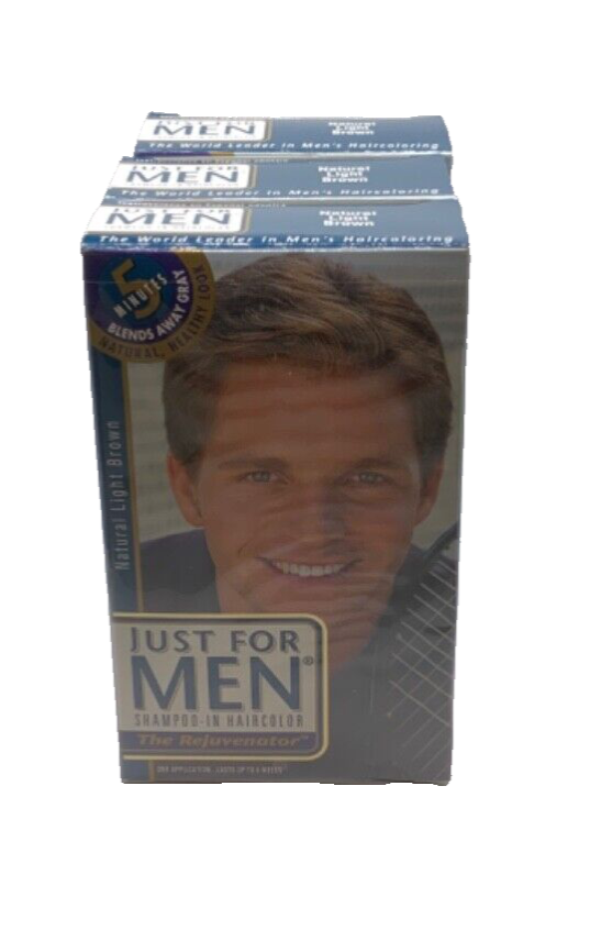 (3) VTG Just For Men Shampoo-In Haircolor The Rejuvenator Natural Light Brown