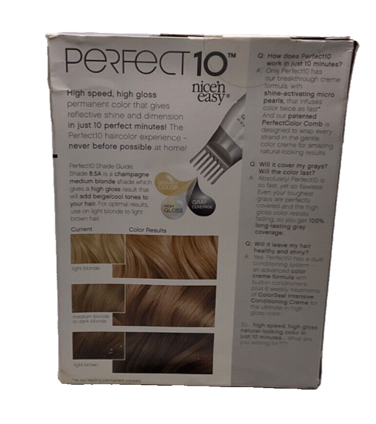 Clairol Perfect 10 Permanent Color #8.5A Medium Champagne Blonde/1 application