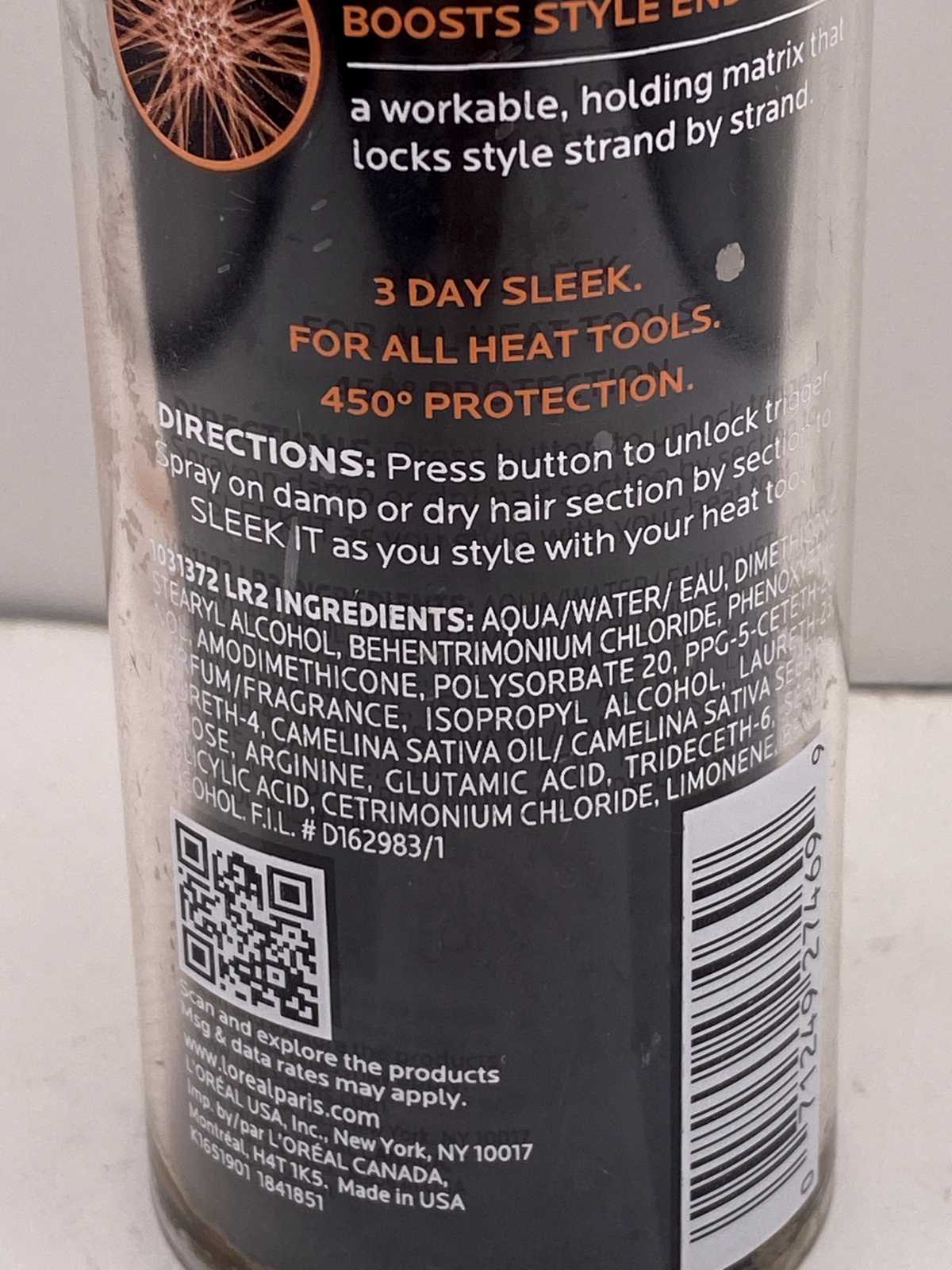 L'Oreal Paris Advanced Hairstyle Sleek It Iron Straight Heat Spray 5.7oz