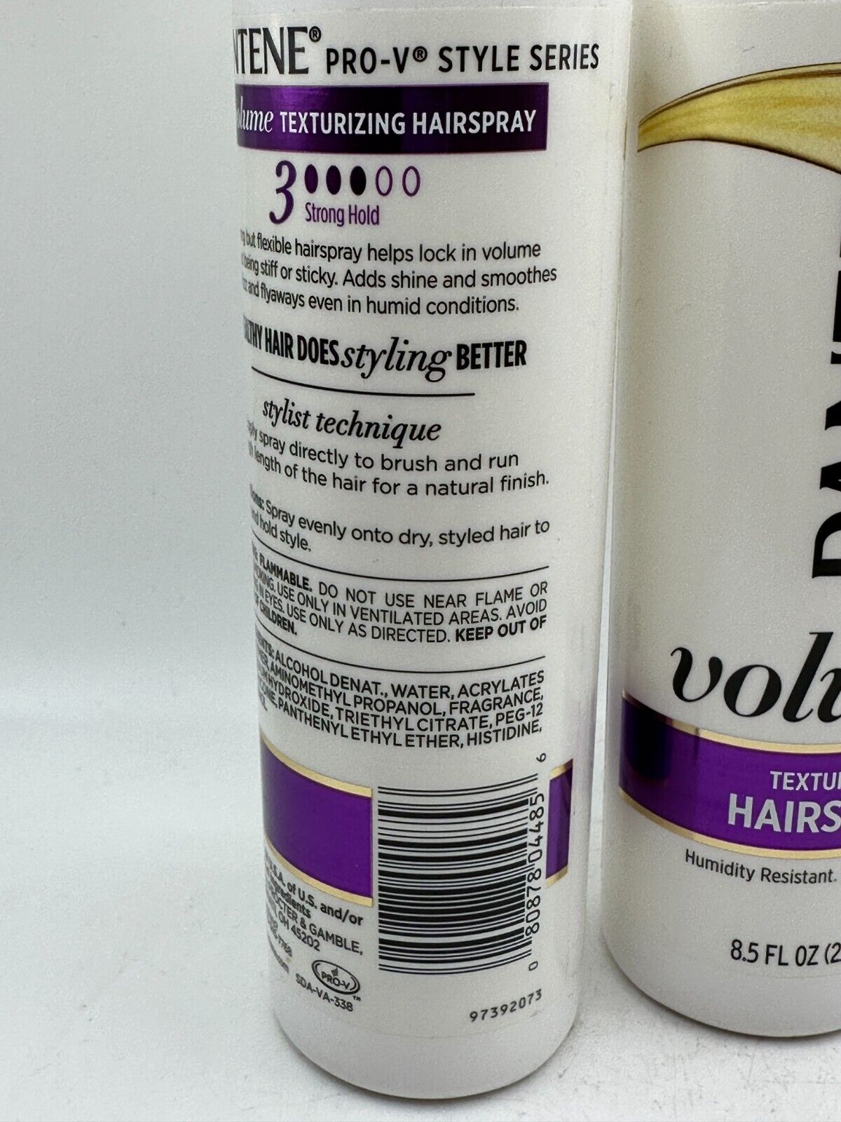 (2) Pantene Hairspray Volume Texturizing Original Strong Hold Pro V Style 8.5 oz