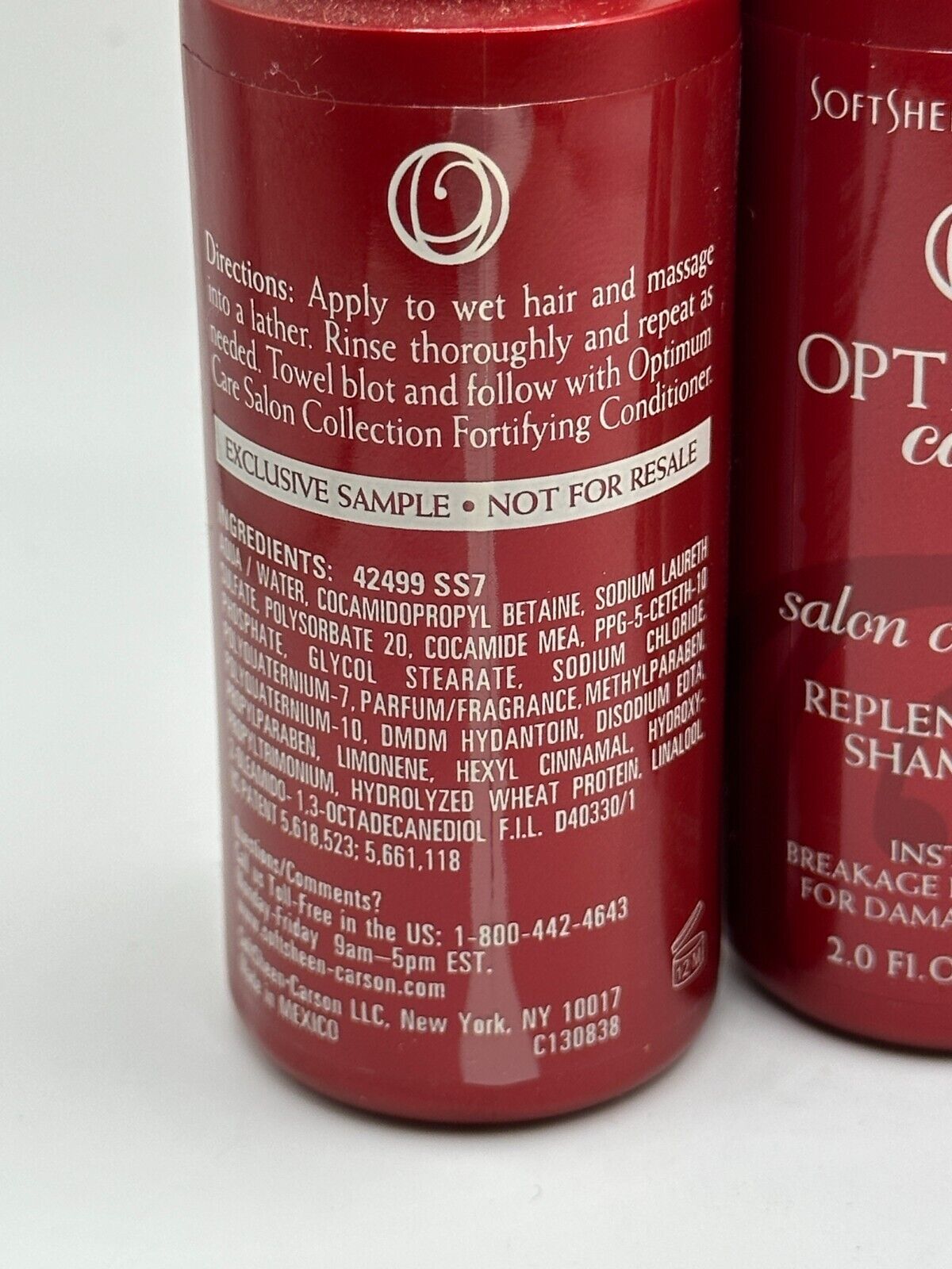 (4) Softsheen Optimum Care Salon Collection Replenishing Shampoo - 2 oz each