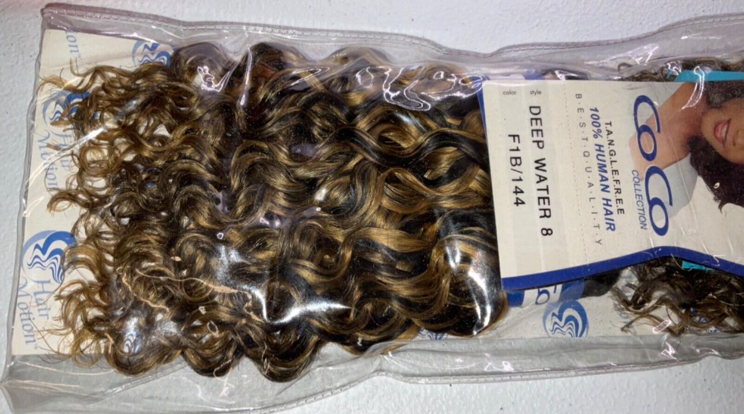 Coco Collection 100% Human Hair Deep Water/ Color F1B/144 / (8 inches)