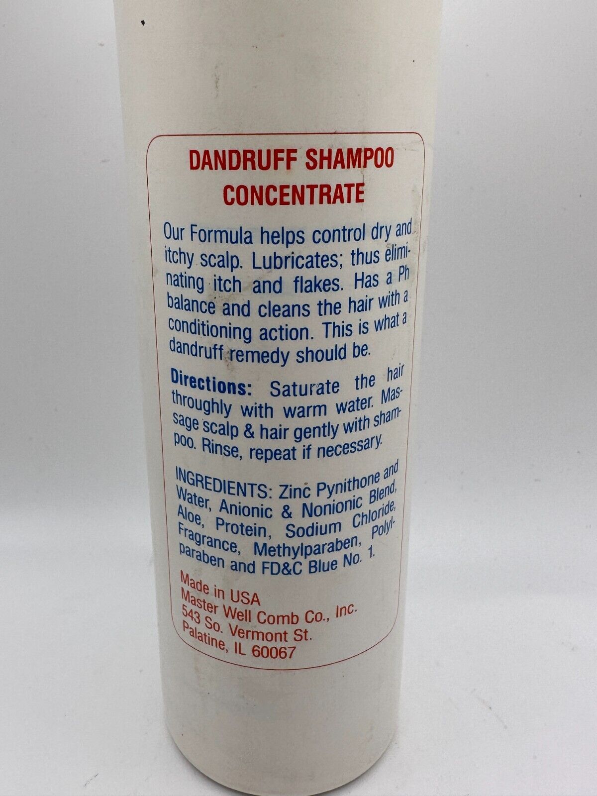 (1) Master Well Comb Anti Dandruff Shampoo Concentrate - 16 oz