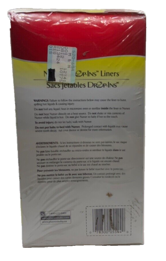 Playtex Drop Ins Liners For Baby Nurser Bottles 8-10 oz 100 Count