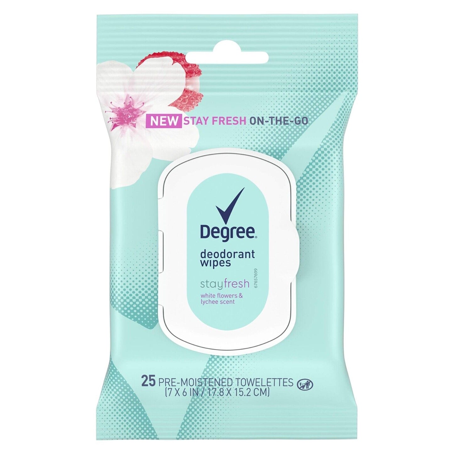 Degree Deodorant Wipes Stay Fresh On The Go Lychee 25 Pre-Moistened Towelettes