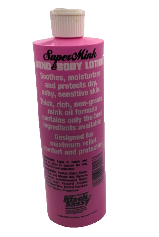 Black N' Sassy Super Mink Hand & Body Lotion Mink Oil Formula 16oz