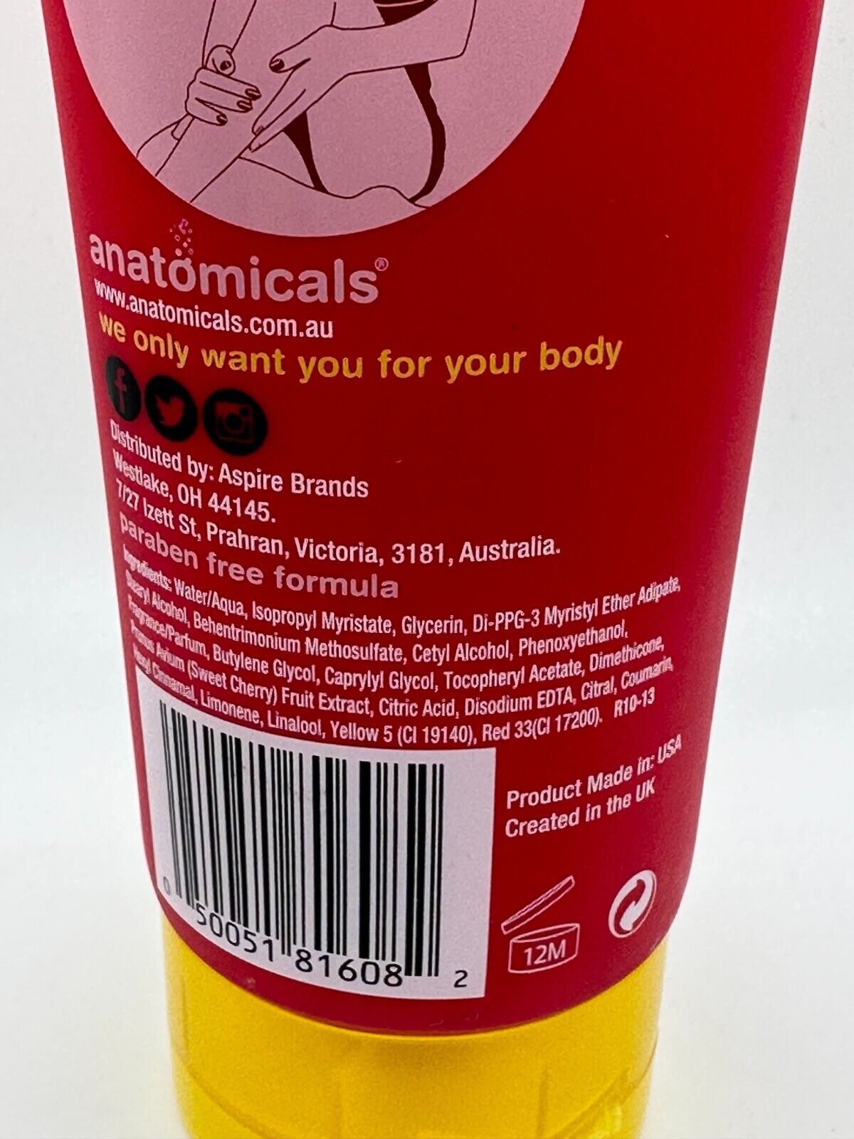 Anatomicals Bye-bye Miss American Dry Cherry Body Lotion RARE