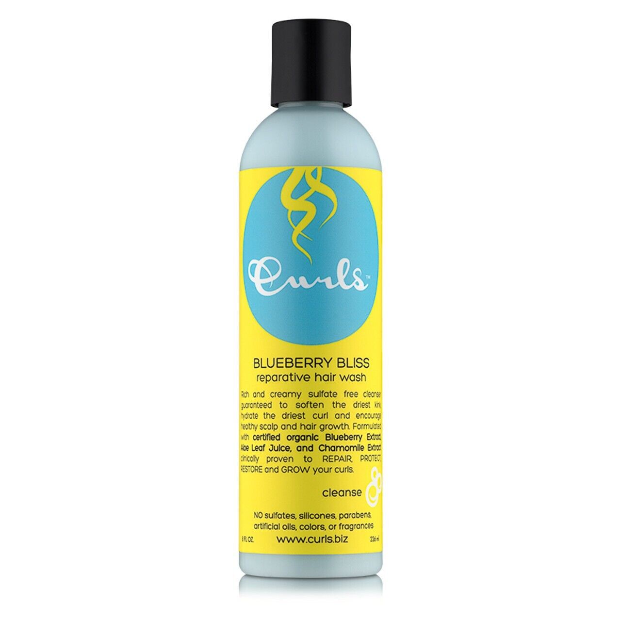Curls Reparative Hair Wash Cleanse Blueberry Bliss Curly & Wavy Hair 8 Ounces