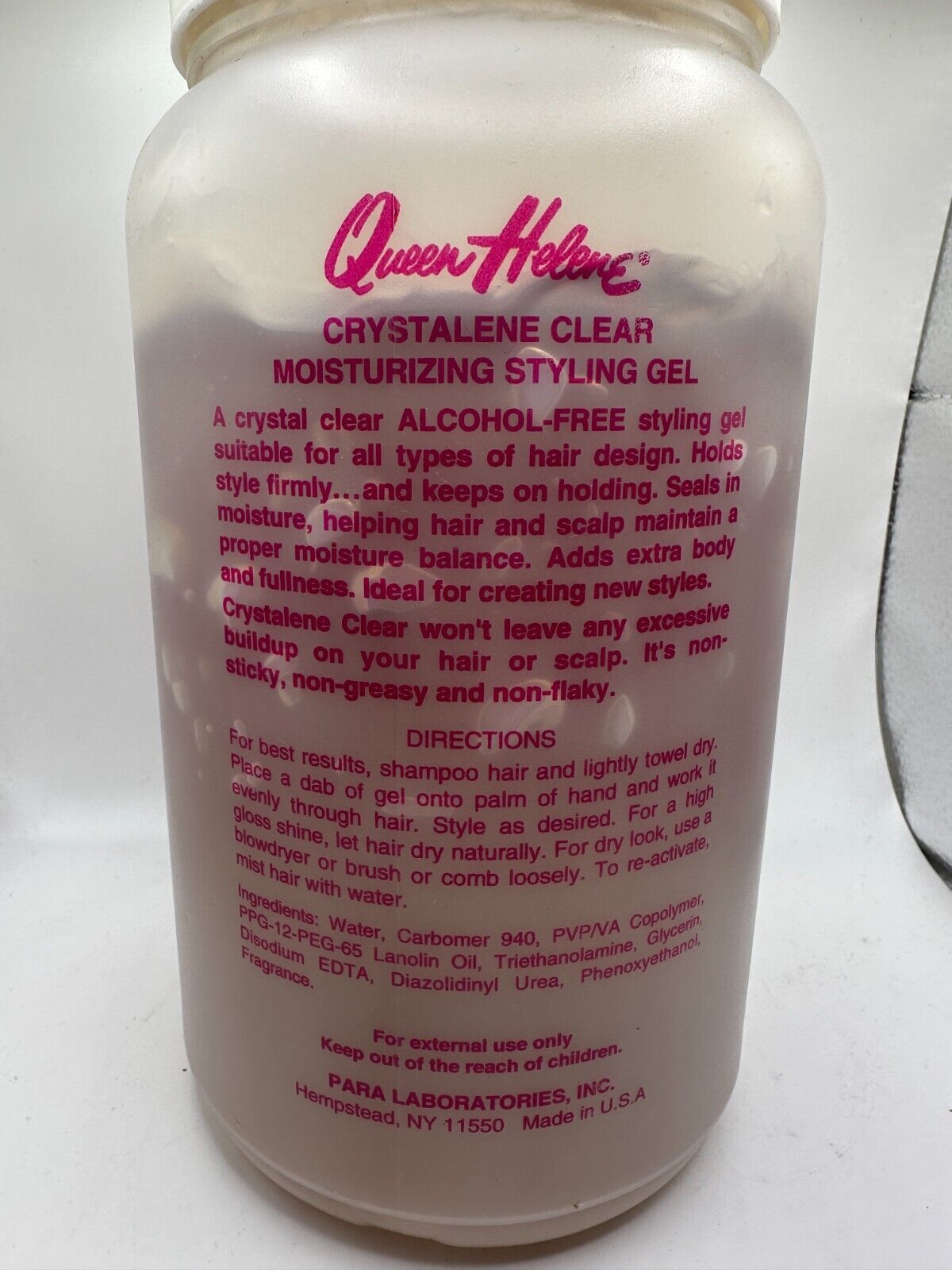 Queen Helene Crystalene Clear Form Hold Moisturizing Styling Gel - 5 lbs