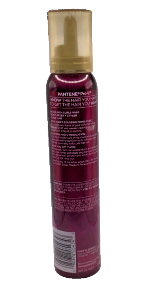 Pantene No Crunch Curls Whip Moisturizer + Styler For Curly Hair 5.29oz