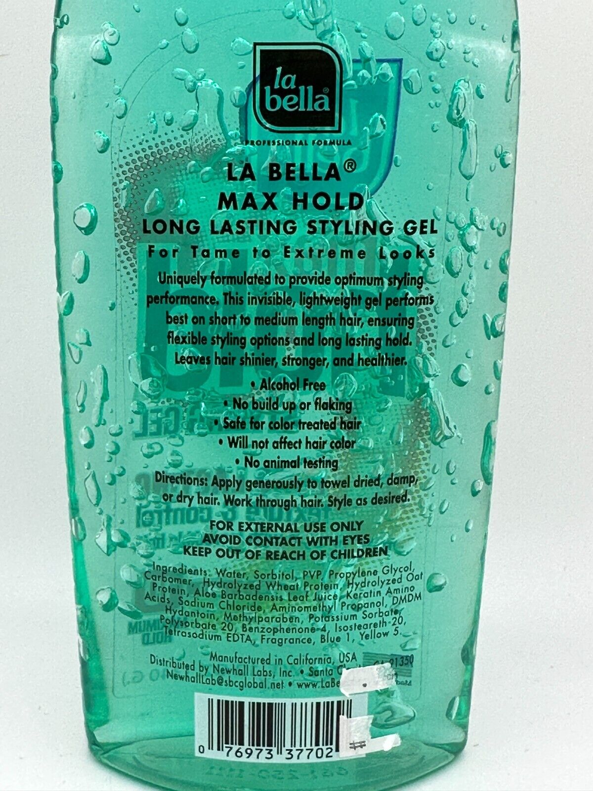 La Bella Max Hold Styling Gel Long Lasting Texture & Control 12 Oz