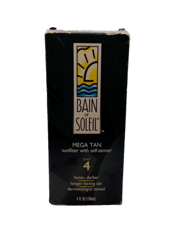 Bain de Soleil Mega Tan Sunfilter w self tanner SPF4, NIP, 4fl oz, RARE