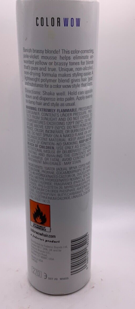 Color Wow Brass Banned Correct & Perfect Mousse for Blonde Hair 6.8 oz | New
