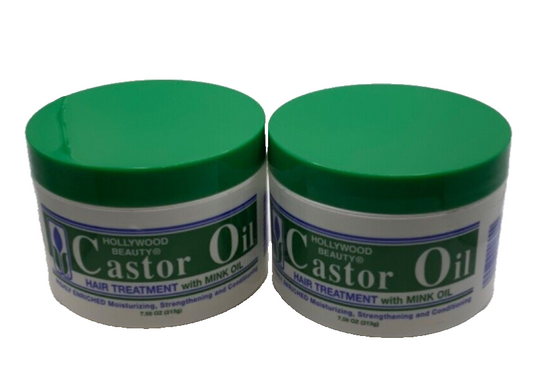 (2 Pack) HOLLYWOOD BEAUTY CASTOR OIL HAIR TREATMENT WITH MINK OIL 7.5OZ