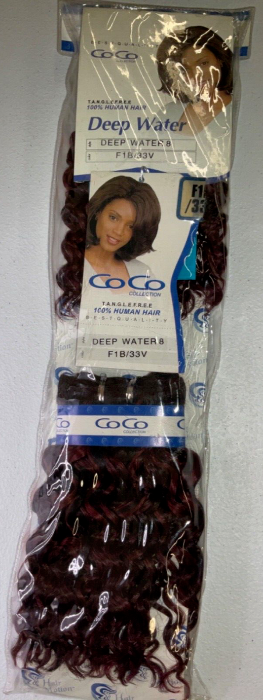 Coco Collection 100% Human Hair Deep Water/ Color 1B/33V/ (8 inches)
