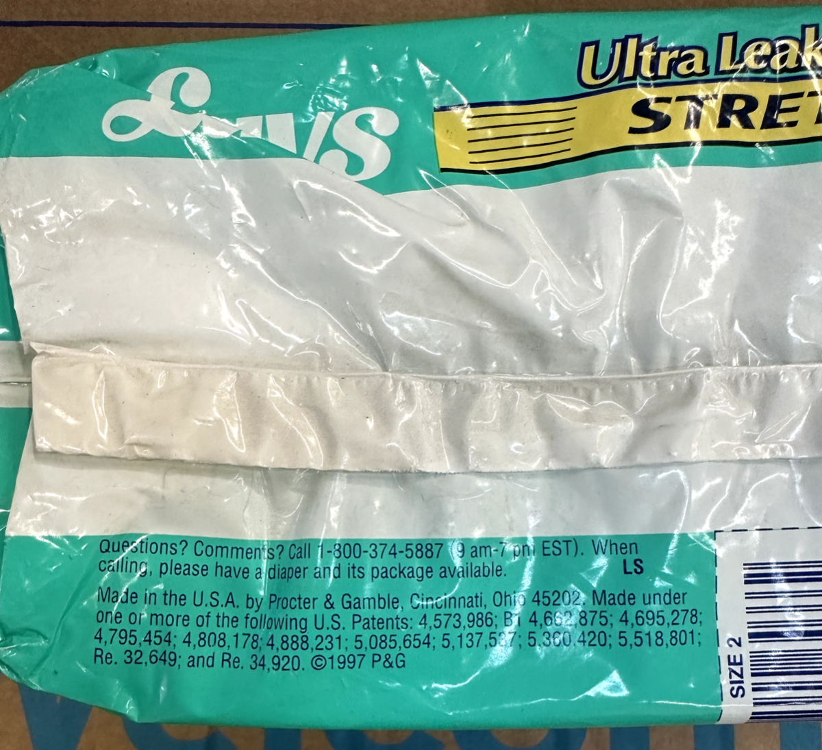 Vintage 1997 LUVS Ultra Leakguards Stretch Ultra Thin Diapers Size 2 - 34 ct