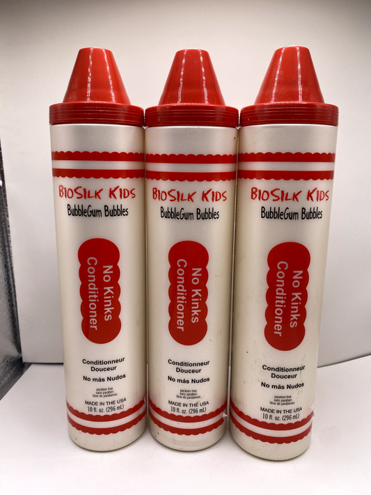 (3) Biosilk Kids Bubble Gum Bubbles No Kinks Conditioner - 10 oz