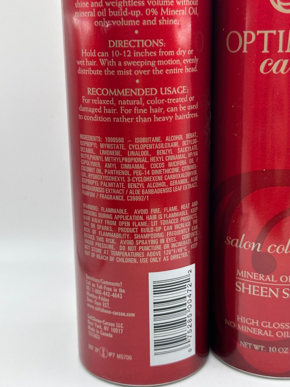 (2) Softsheen Optimum Care Salon Collection Sheen Spray - 10 oz