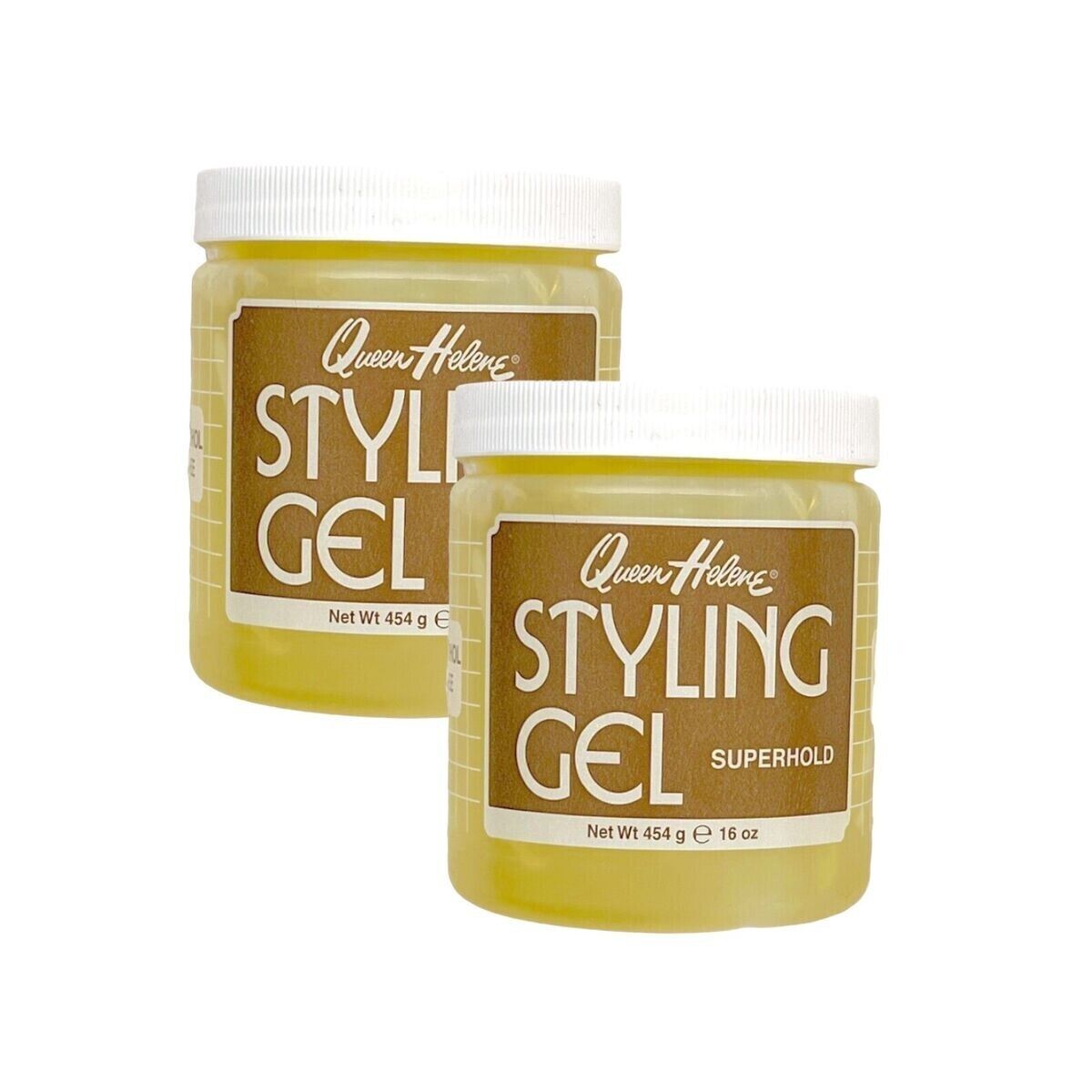 2 Queen Helene Styling Gel Superhold Alcohol-Free Yellow 16 oz Ea NOS New Lot