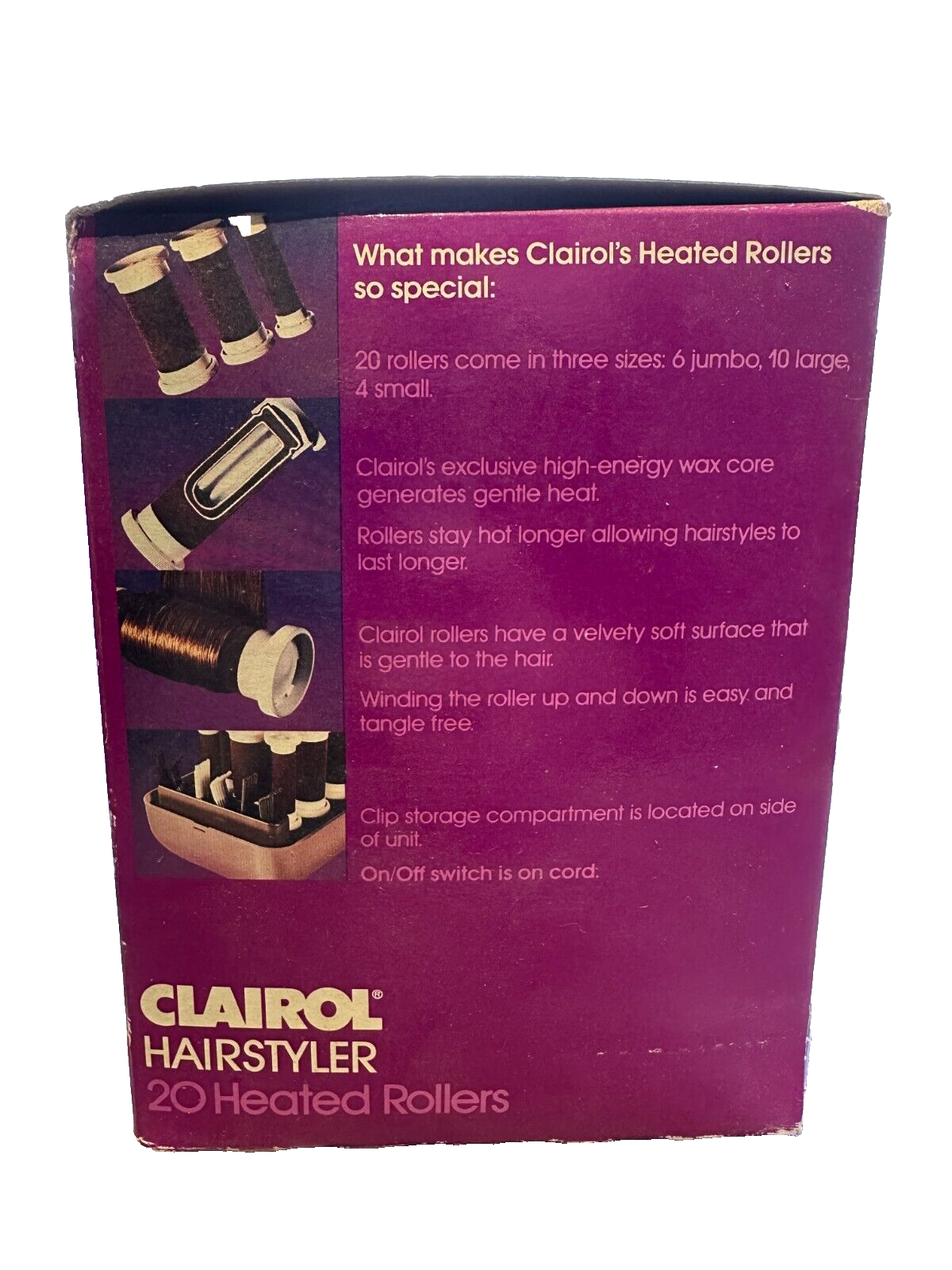 Vintage 1986 Clarirol Hairstyler 20 Heated Rollers Velvety Soft Surface