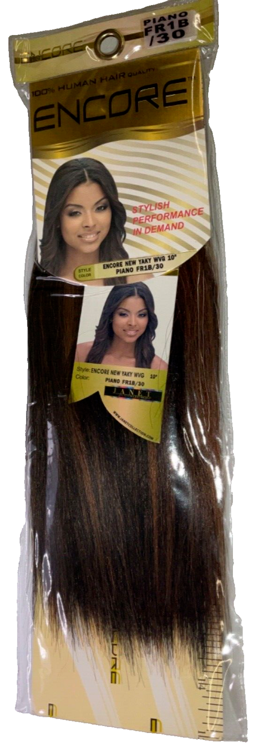 Janet Collection Encore 100% Human Hair New Yaky WV/Color FR1B/30 (10 inches)