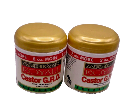 (2) African Royale Castor Gro Gelatin Rich Oils 6 Oz