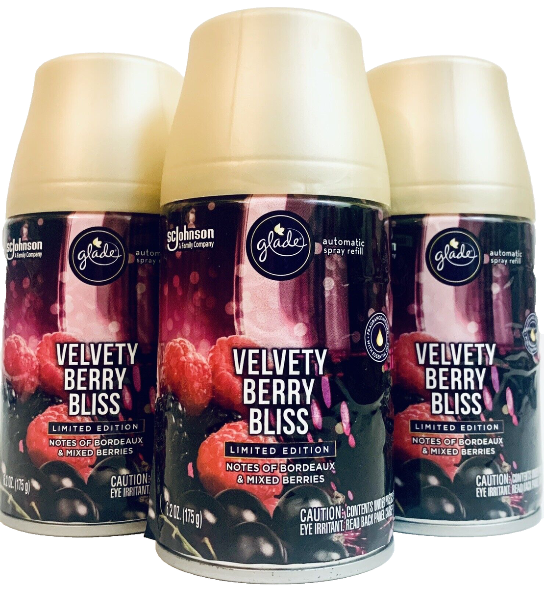 (3) Glade Automatic Spray Refill Limited Edition Velvety Berry Bliss / 6.2oz