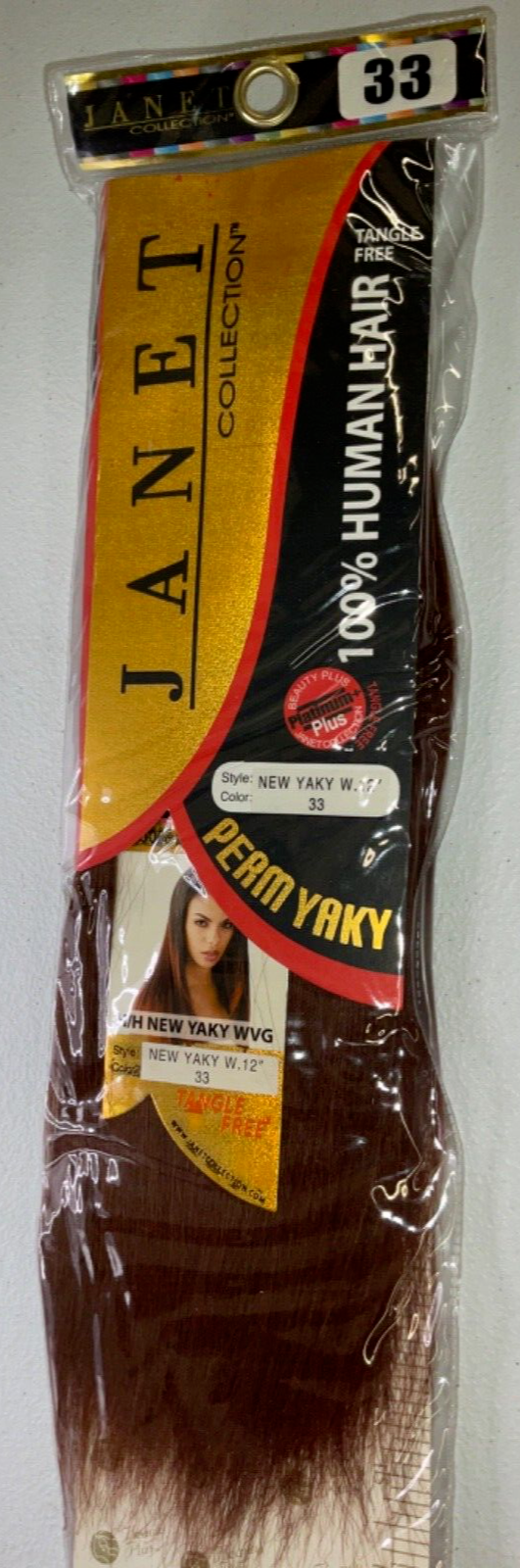 Janet Collection 100% Human Hair New Yaky WVG/Color 33/ (12 inches)