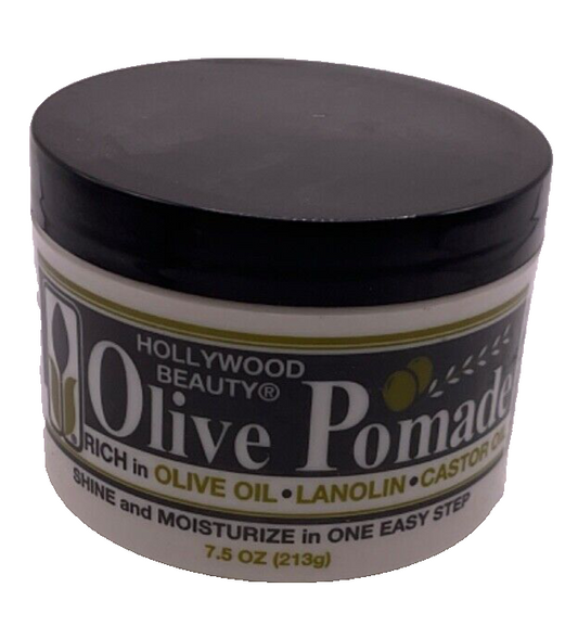 Hollywood Beauty Olive Pomade 7.5 FL Oz Rich in Olive Oil & Lanolin Castor Oil