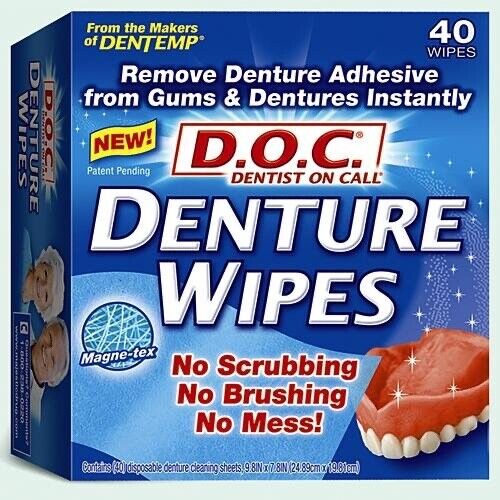 D.O.C Denture Wipes-40 wipes-OPEN BOX