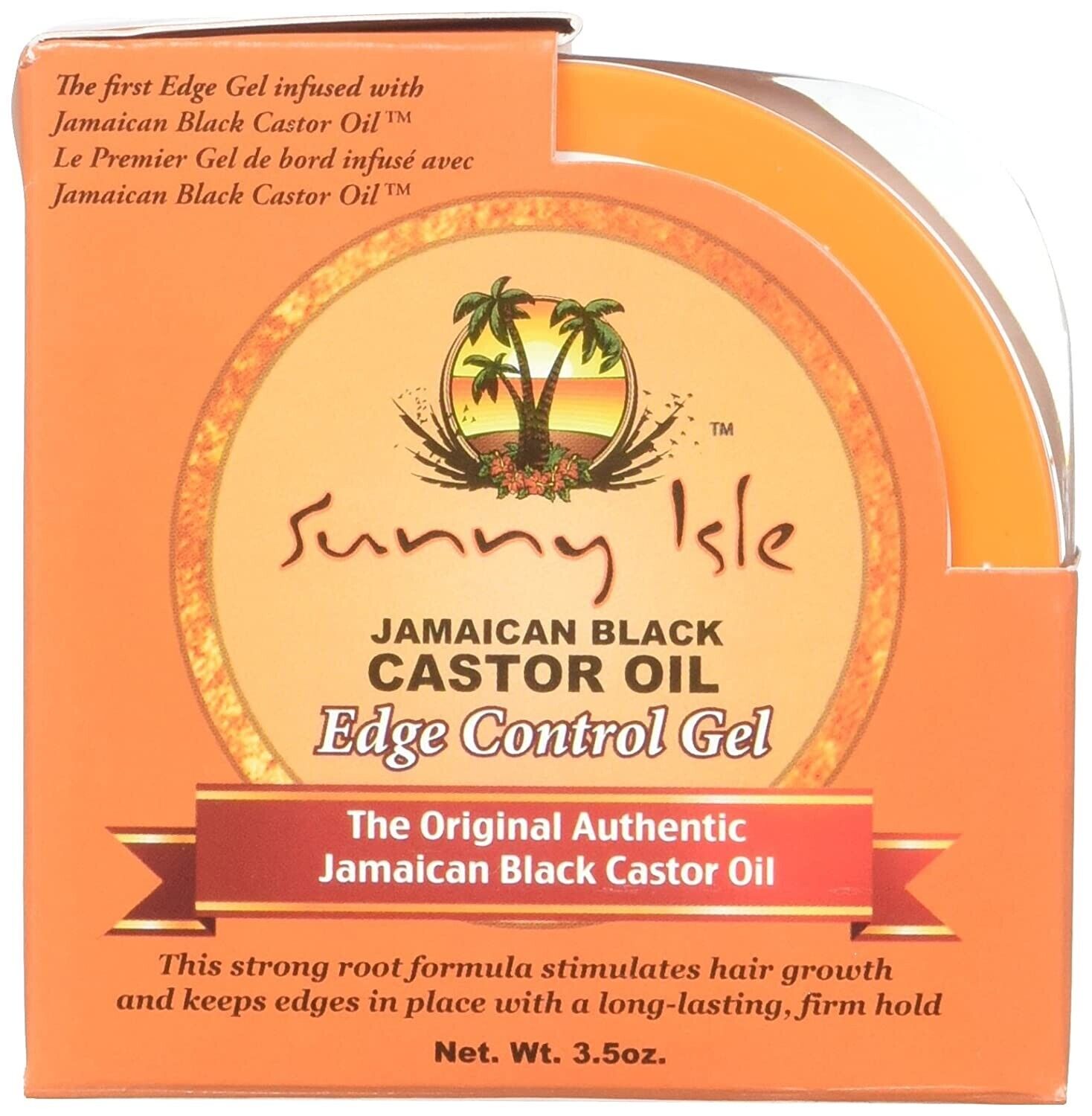 Sunny Isle Jamaican Black Castor Oil Edge Hair Gel 3.5 oz (Pack of 2)