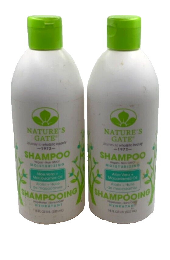 (2Pack) Nature's Gate Moisturizing Shampoo Aloe Vera Macadamia Oil Vegan 18oz