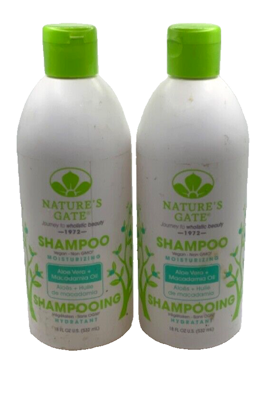 (2Pack) Nature's Gate Moisturizing Shampoo Aloe Vera Macadamia Oil Vegan 18oz