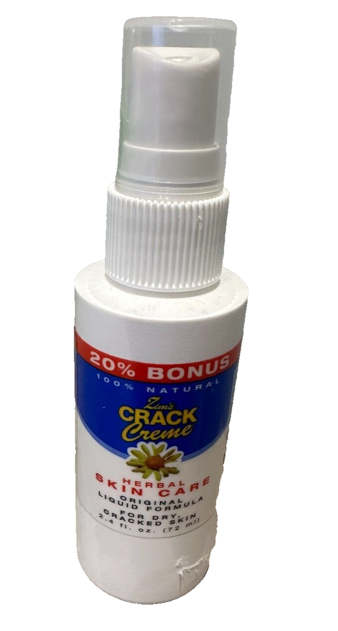 Zim's Crack Creme Herbal Skin Care Original Liquid Formula 2.4 Fl. oz BONUS SIZE