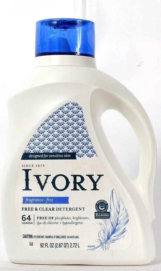 1 Ct Ivory 92 Oz Fragrance Free & Clear 64 Lds Sensitive Skin Laundry Detergent