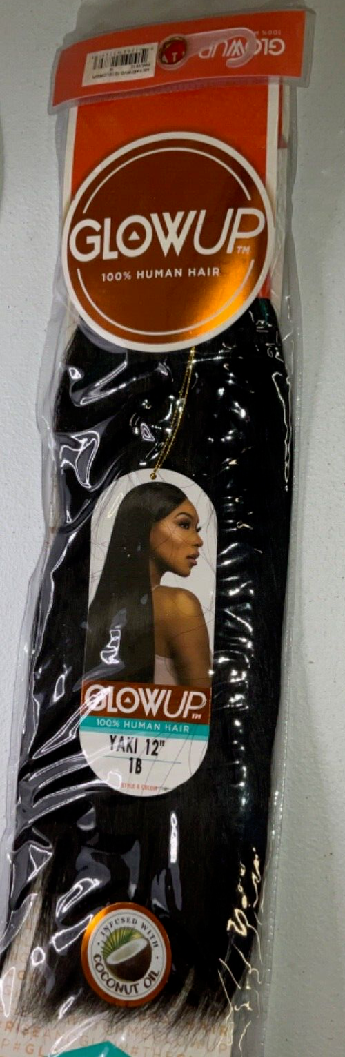 Sensationnel GlowUp 100% Human Hair Yaki/ Color 1B /12 inches