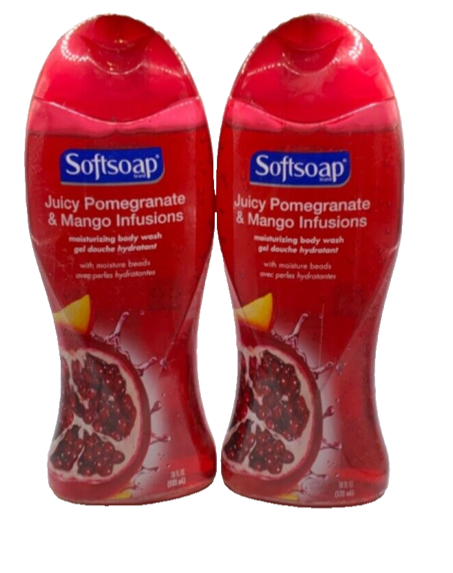 (2) SOFTSOAP JUICY POMEGRANATE & MANGO INFUSIONS BODY WASH 18 FL OZ