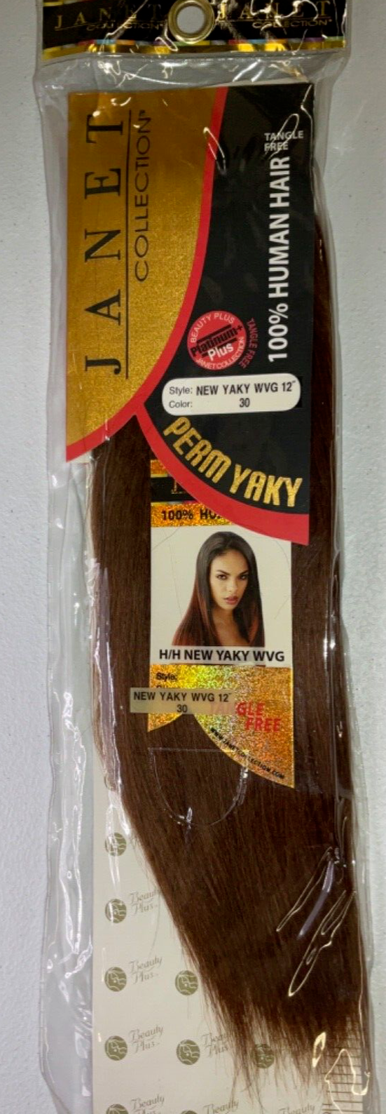 Janet Collection 100% Human Hair New Yaky WVG/Color 30/ (12 inches)